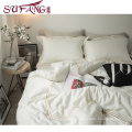 High Quality Hotel Bedding Linen Supplier 100% Cotton Plain White Bed Sheets Set frame embroidery